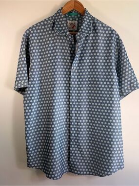 Marti Kat Men’s Blue Limes Polka Dot Short-Sleeve Button-Down Shirt